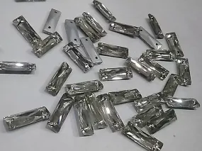 White Transparent Rectangular Stick Glass Stones with Pointed Back (10x30 mm)