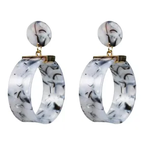 Womens Colorful Hoop Post Earrings
