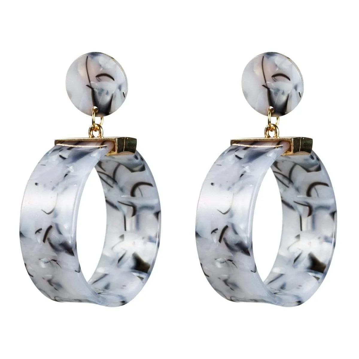 Womens Colorful Hoop Post Earrings