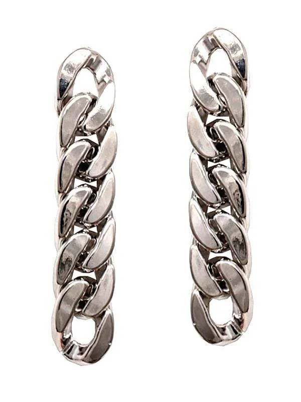 Womens Silver Tone Chain Link Earrings